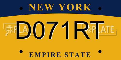 D071RT New York License Plate