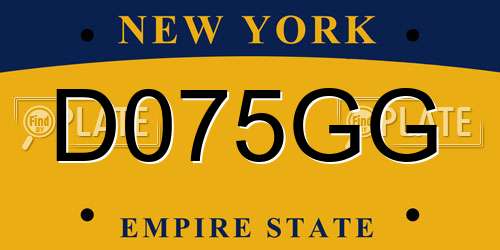 D075GG New York License Plate