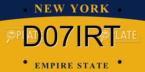 D07IRT New York License Plate