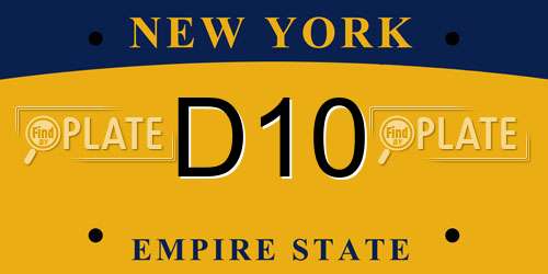 D10 New York License Plate