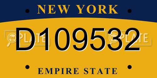 D109532 New York License Plate