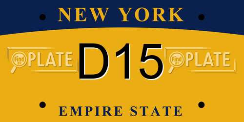 D15 New York License Plate