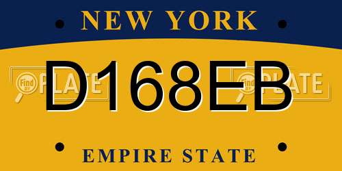 D168EB New York License Plate