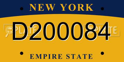 D200084 New York License Plate