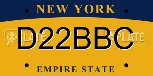 D22BBC New York License Plate