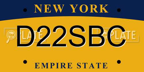 D22SBC New York License Plate