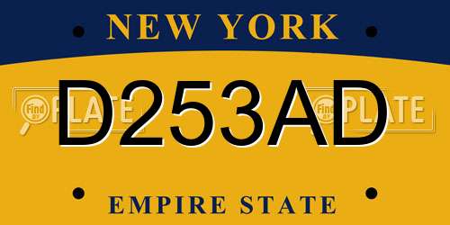 D253AD New York License Plate