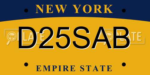 D25SAB New York License Plate