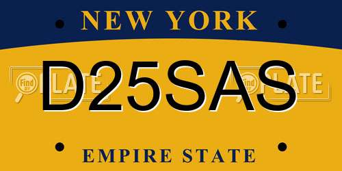 D25SAS New York License Plate