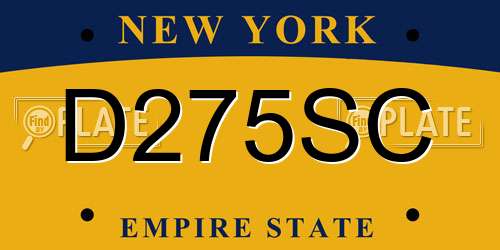 D275SC New York License Plate