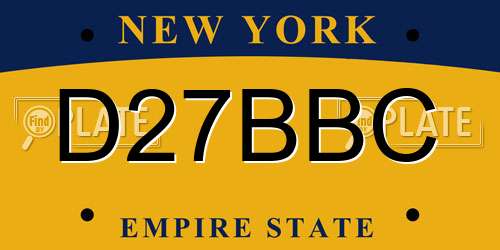 D27BBC New York License Plate