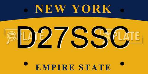 D27SSC New York License Plate