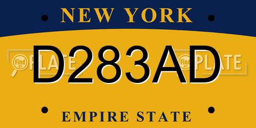 D283AD New York License Plate