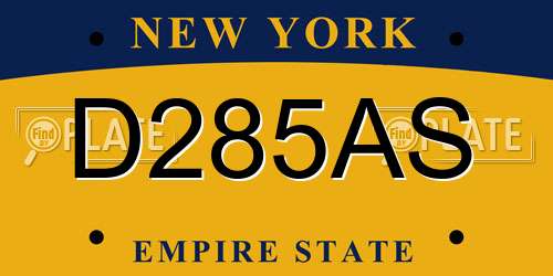 D285AS New York License Plate