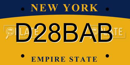 D28BAB New York License Plate