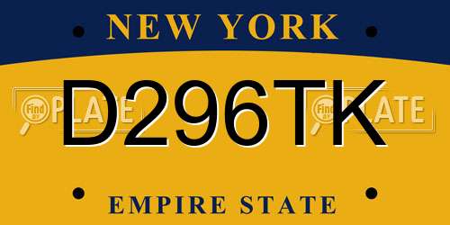 D296TK New York License Plate