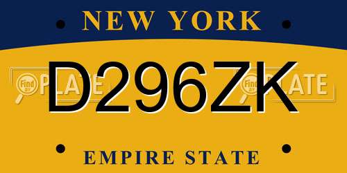 D296ZK New York License Plate