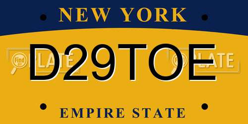 D29TOE New York License Plate