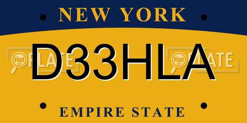 D33HLA New York License Plate