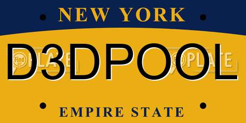 D3DPOOL New York License Plate