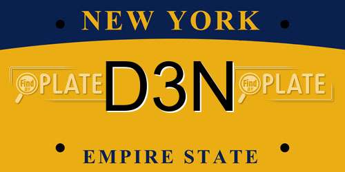 D3N New York License Plate