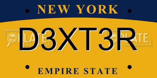 D3XT3R New York License Plate