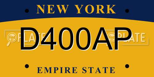 D400AP New York License Plate