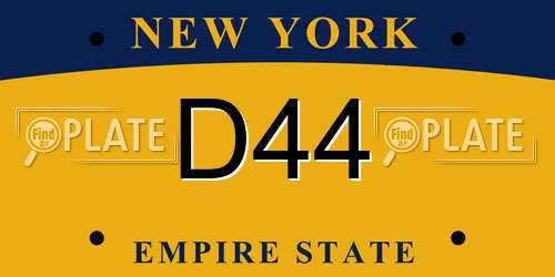 D44 New York License Plate