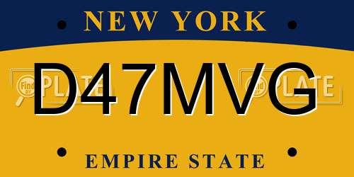 D47MVG New York License Plate