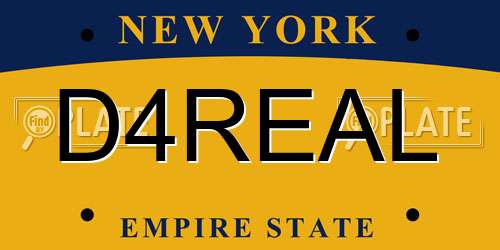 D4REAL New York License Plate