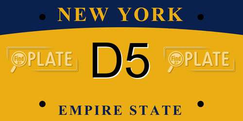 D5 New York License Plate