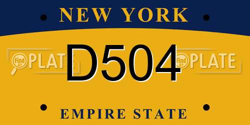 D504 New York License Plate