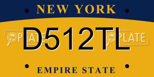 D512TL New York License Plate