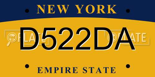 D522DA New York License Plate