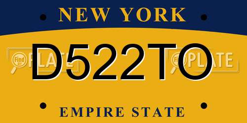 D522TO New York License Plate