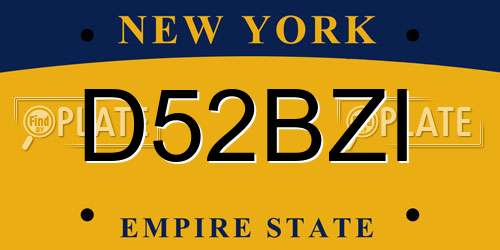 D52BZI New York License Plate