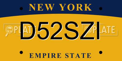 D52SZI New York License Plate