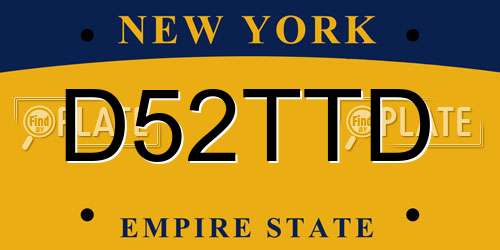 D52TTD New York License Plate