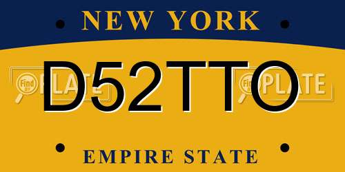 D52TTO New York License Plate