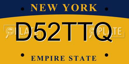 D52TTQ New York License Plate