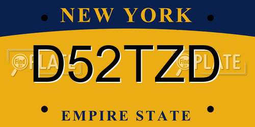 D52TZD New York License Plate