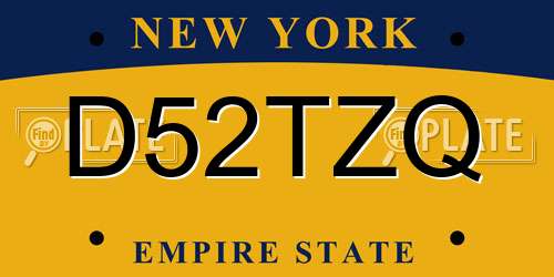 D52TZQ New York License Plate