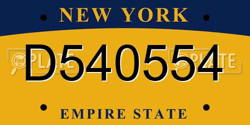 D540554 New York License Plate