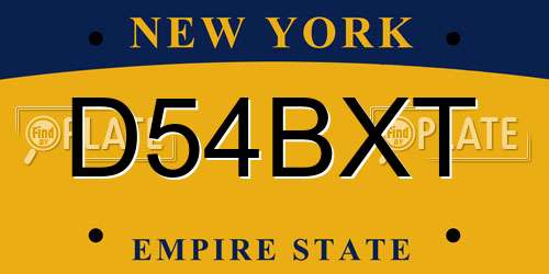 D54BXT New York License Plate