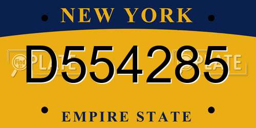 D554285 New York License Plate