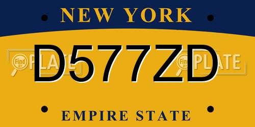 D577ZD New York License Plate