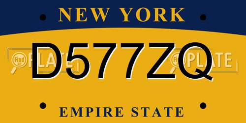 D577ZQ New York License Plate