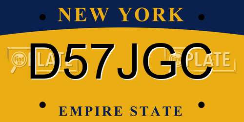 D57JGC New York License Plate