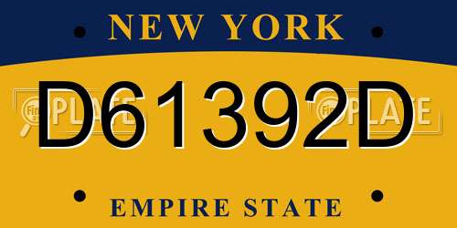 D61392D New York License Plate