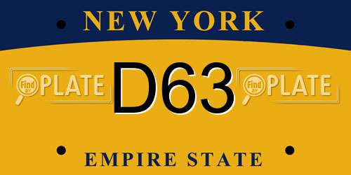D63 New York License Plate